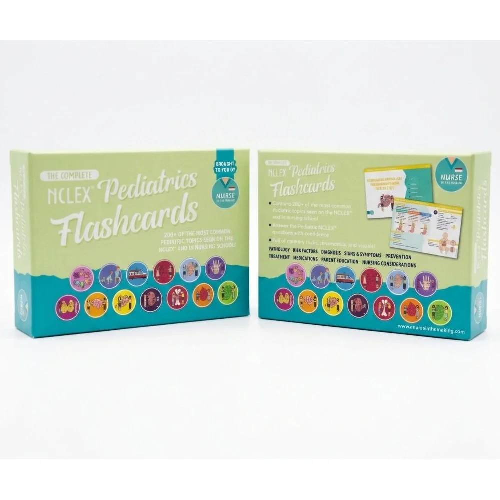 Nurse In The Making NCLEX Pediatrics Flashcards Study Guide 200Card Complete Set